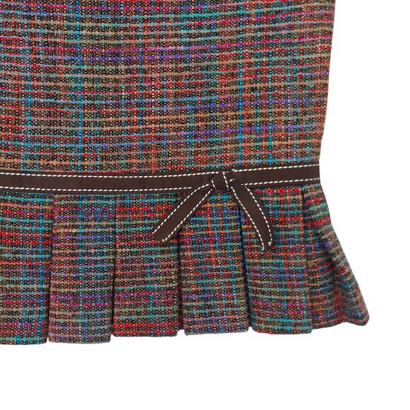 David Meister Dress Womens 8 Brown Sheath 100% Silk Sleeveless Pleated Tweed - Picture 4 of 12